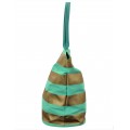 9205- MINT & GOLD STRIPES CANVAS TOTE BAG